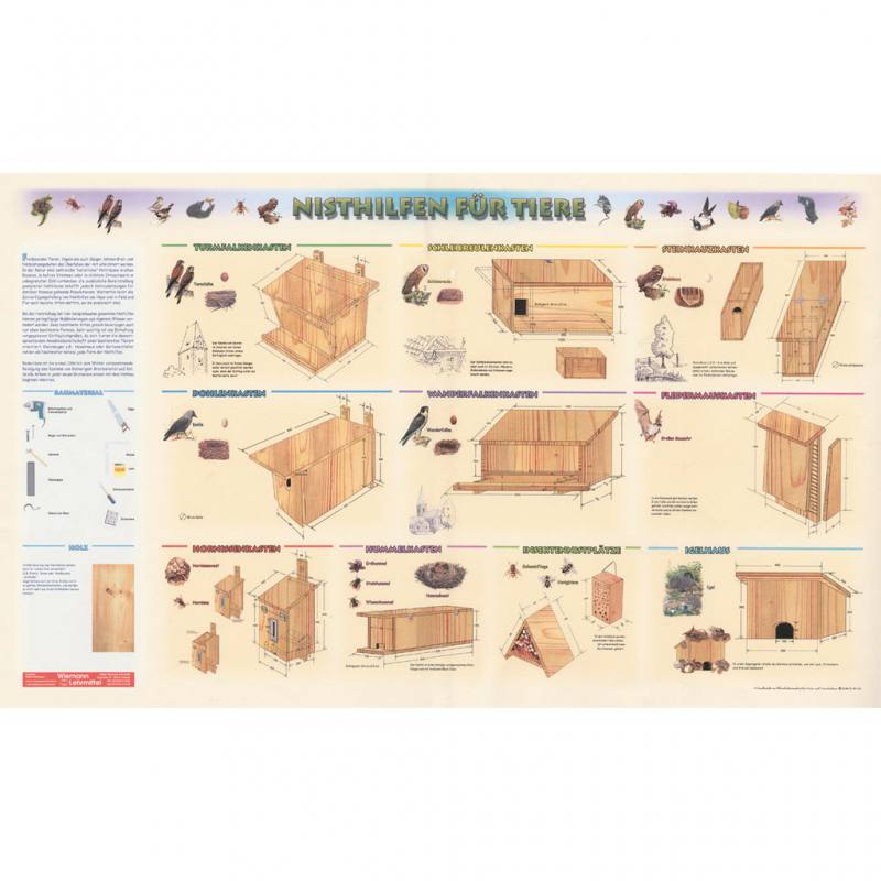 Lehrtafel Nisthilfen Greifvögel, Säugetiere & Insekten
