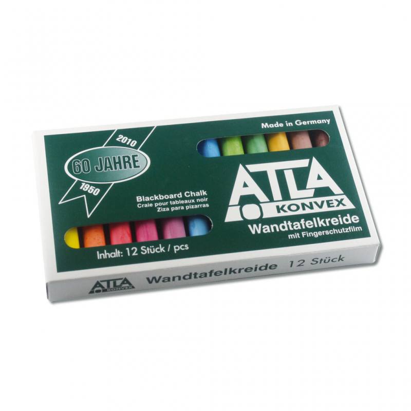 ATLA Tafelkreide - 12 farbig konvex