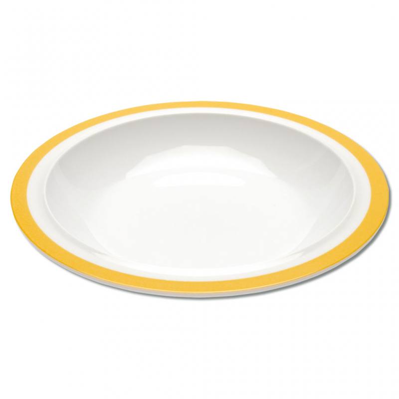 Tiefer Teller mit buntem Rand, Ø 22 cm - gelber Rand