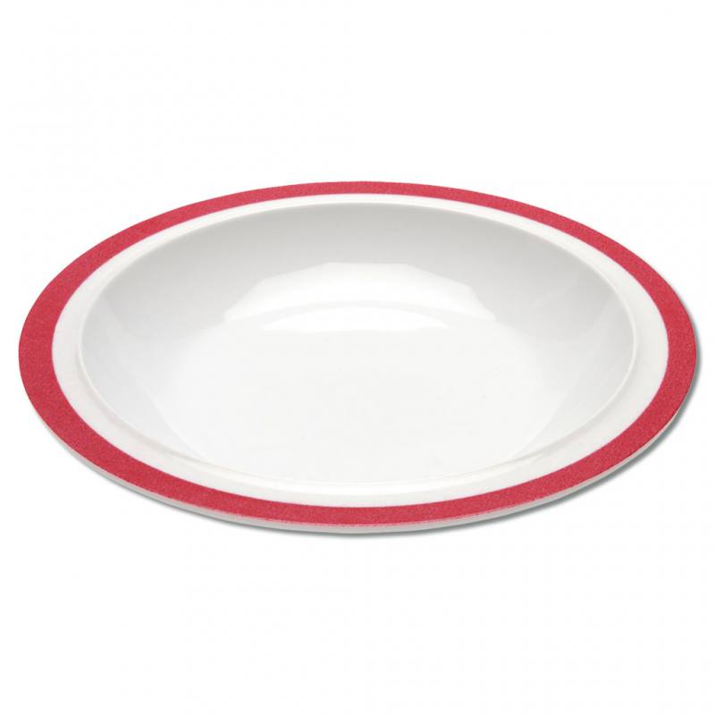 Tiefer Teller mit buntem Rand, Ø 22 cm - roter Rand