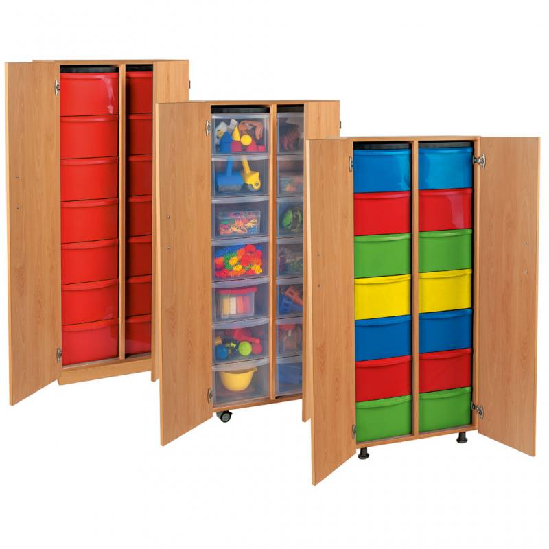 Modulus® Hohes Klassenzimmer-Regal mit Türen, 2-reihig, fahrbar oder feststehend