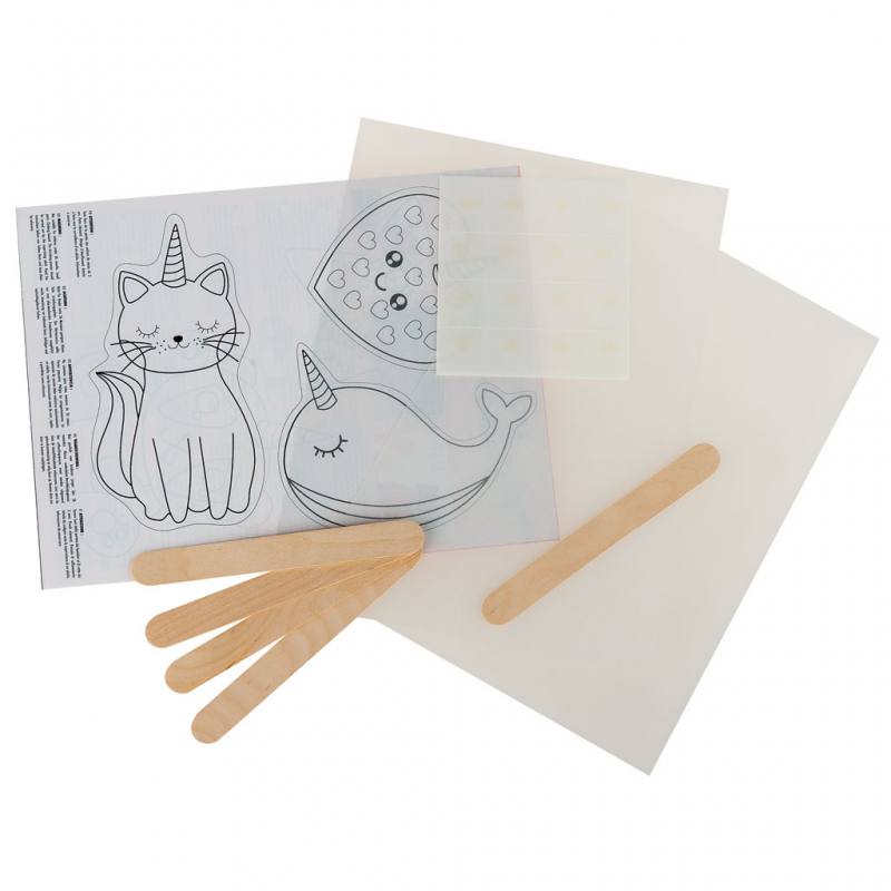 Schrumpffolien-Set Lesezeichen Einhorn-Tiere, 5 Stück