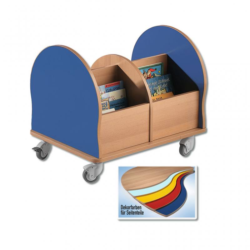 Bücherwagen, 4 Fächer - verschiedene Varianten