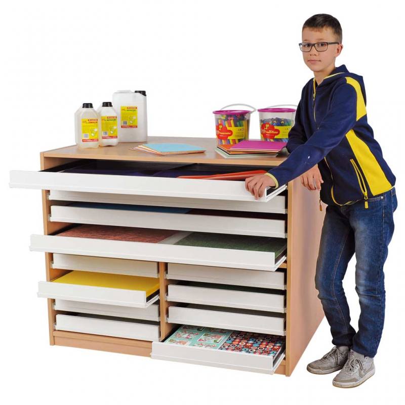 Papier- und Bildertruhen, 4 große und 8 kleine Schubladen
