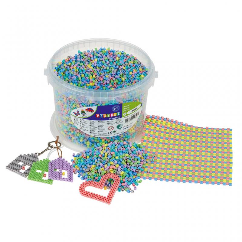 Bügelperlen im Eimer - Pastell