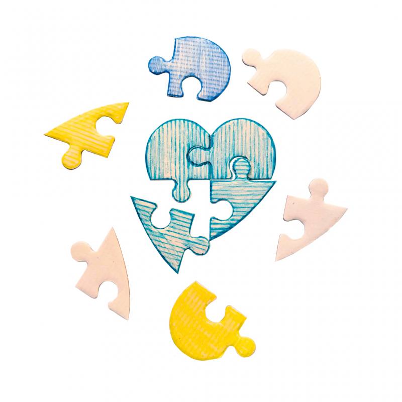 Herz-Puzzle, blanko, 12 Stück, 13 x 13 cm