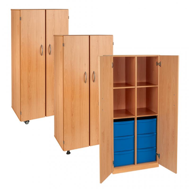 Modulus® Hohes Klassenzimmer-Regal mit Türen, 2-reihig, fahrbar oder feststehend