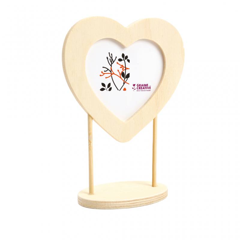 Holz-Bilderrahmen Herz mit Fuß