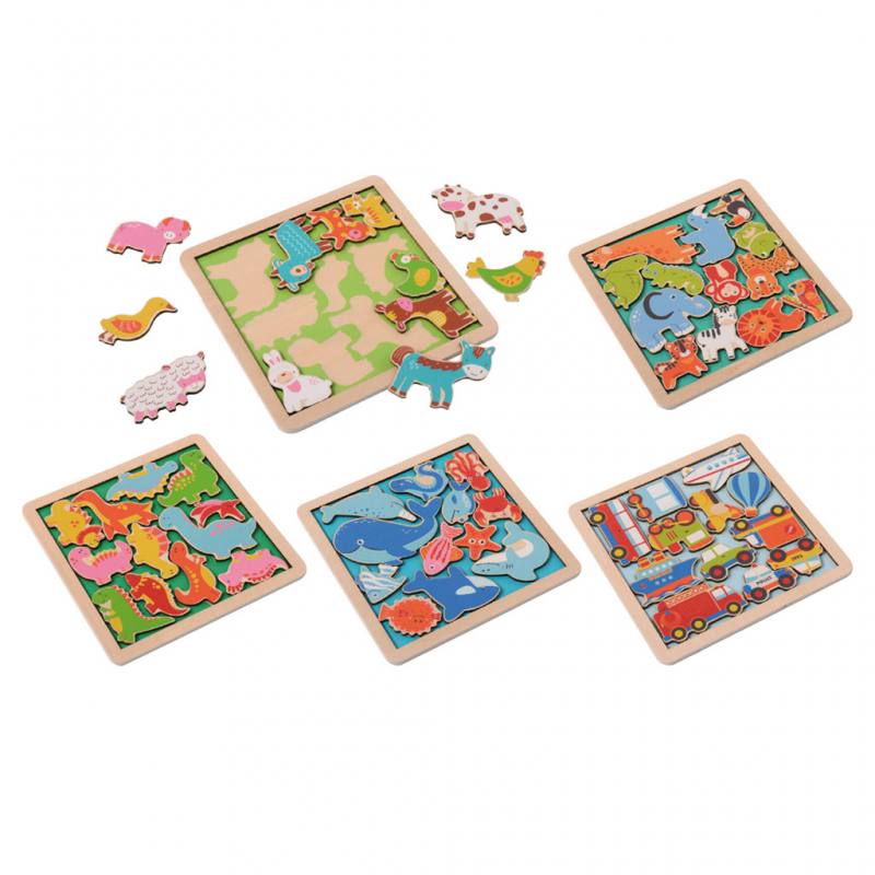 Holzpuzzles, 5er Set