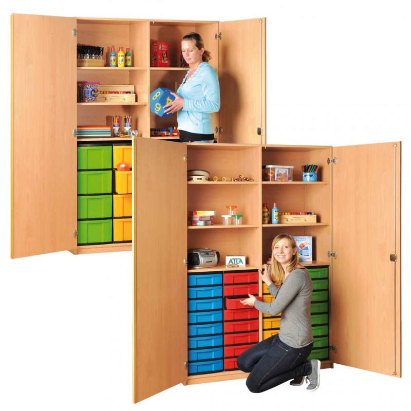 Modulus® Gruppenraum-Schrank mit Mittelwand und Schubladen, 6 Böden, davon 4 verstellbar