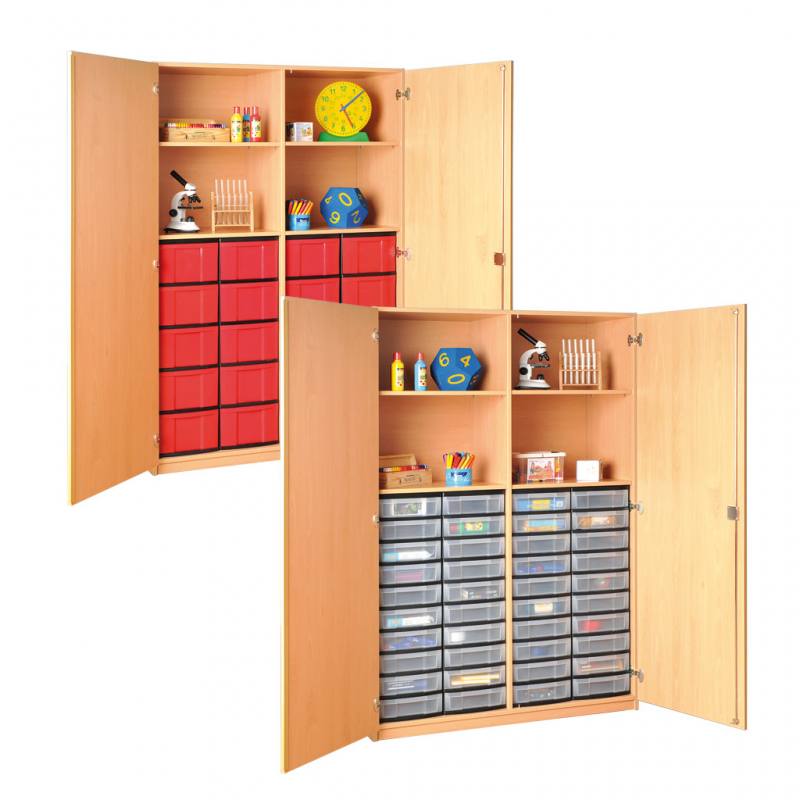 Modulus® Gruppenraum-Schrank mit Mittelwand und Schüben, 4 Böden, davon 2 verstellbar