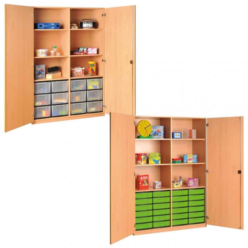 Modulus® Gruppenraum-Schrank mit Mittelwand und Schüben, 6 Böden, davon 4 verstellbar