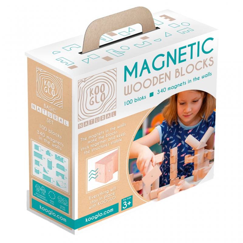 Kooglo Holzbausteine Natur, magnetisch, 100 Teile