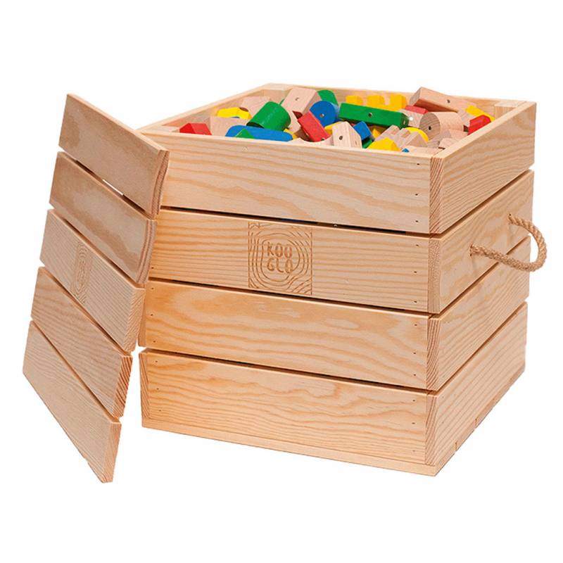 Kooglo Holzbausteine Farbig und Natur, magnetisch, 300 Teile