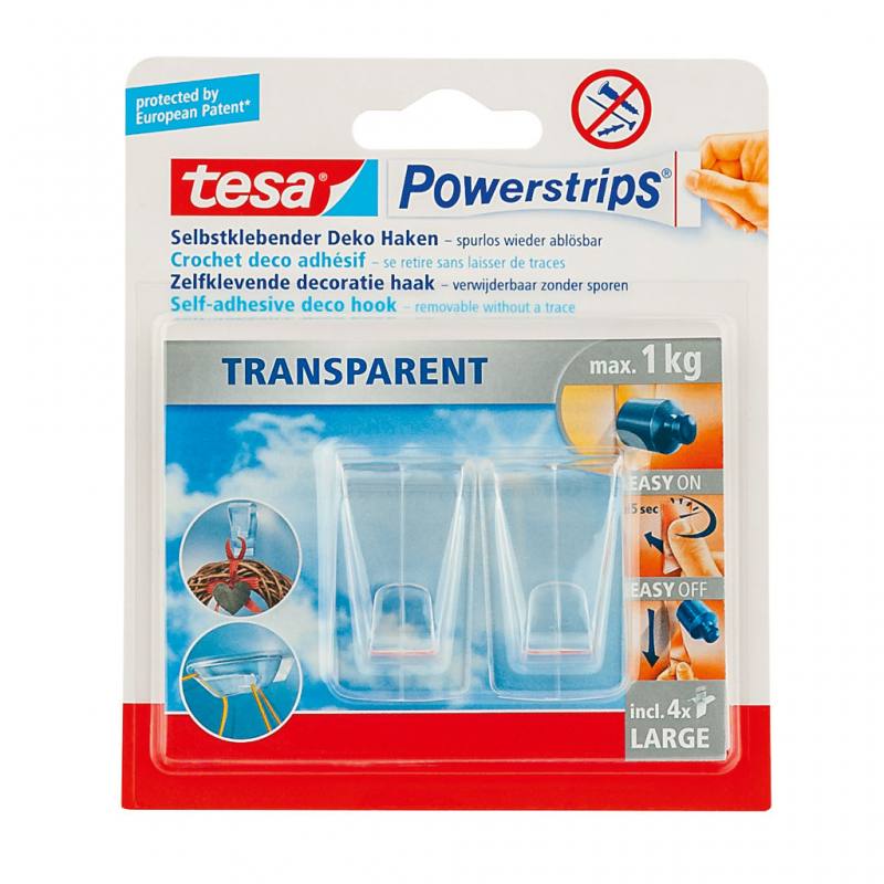 tesa® Powerstrips Deko Haken Transparent
