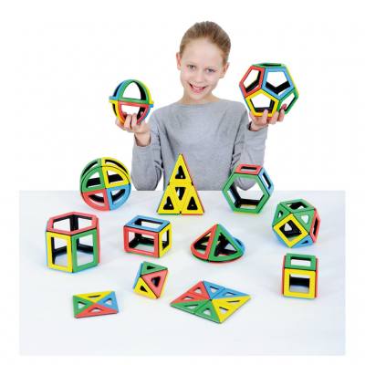 Magnetic Polydron 3D-Geometriebauteile Mathe-Set, 118 Teile