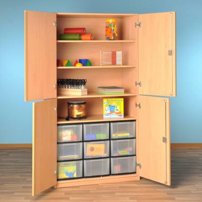 Modulus® Halbtüren-Schrank mit 4 Türen, Breite: 95 cm, 4 Böden, 9 große Schubladen