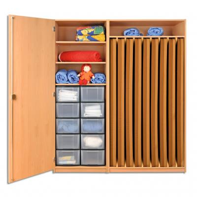 Modulus® Liegepolsterschrank „Mars“, 4 Ablagefächer, 10 große Schübe, Tür links, für 9 Liegepolster, Länge: 160 cm