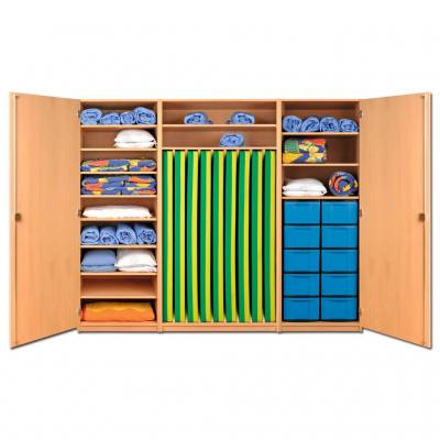 Modulus® Liegepolsterschrank „Neptun“, 14 Ablagefächer, 10 große Schubladen, für 9 Liegepolster mit 140 cm Länge + Türen