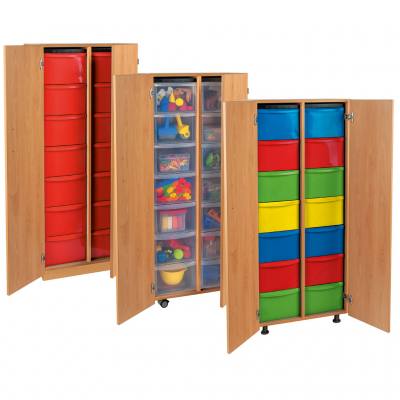 Modulus® Hohes Klassenzimmer-Regal mit Türen, 2-reihig, fahrbar oder feststehend