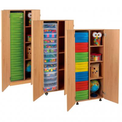 Modulus® Hohes Klassenzimmer-Regal mit Türen, 2-reihig, fahrbar oder feststehend