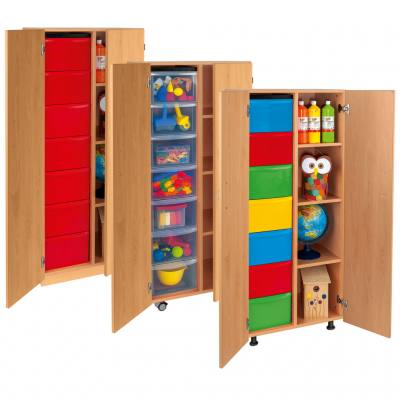 Modulus® Hohes Klassenzimmer-Regal mit Türen, 2-reihig, fahrbar oder feststehend