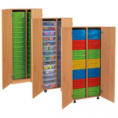 Modulus® Hohes Klassenzimmer-Regal mit Türen, 2-reihig, fahrbar oder feststehend