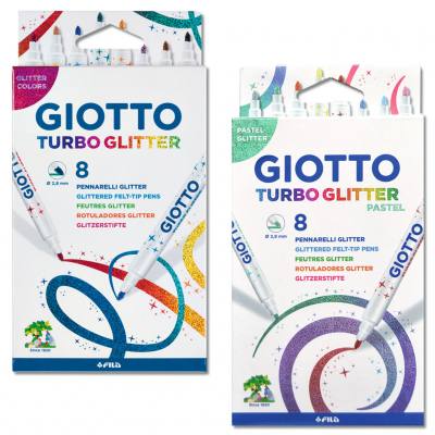 Turboglitter, 8 Glitzerstifte, Grund- oder Pastelfarben