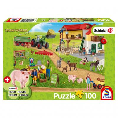 Bauernhof und Hofladen, Puzzle 100 Teile, inkl. 1 Schleichfigur