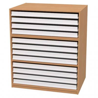 Papier- und Bildertruhen mit Aufsatz, 12 große Schubladen