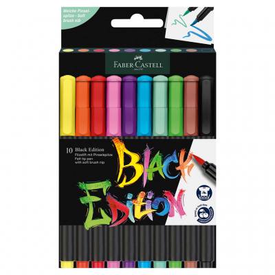 Faber-Castell® Filzstifte mit Pinselspitze Black Edition