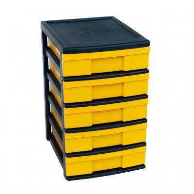 Containersystem gelb mit 5 Schüben