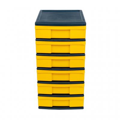 Containersystem gelb mit 6 kleinen Schüben