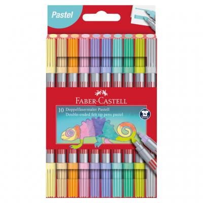 Faber-Castell® Doppelfasermaler Pastell, 10 Stück im Kunststoffetui