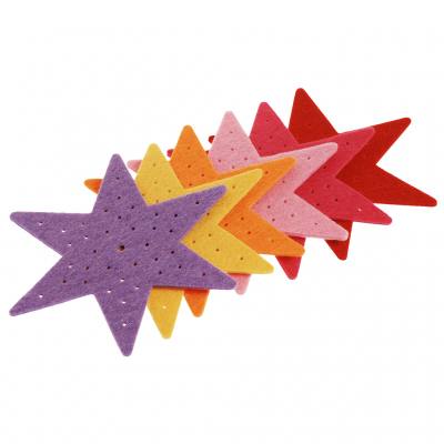 Filzanhänger Stickstern, 6er-Set