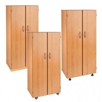 Modulus® Hohes Klassenzimmer-Regal mit Türen, 2-reihig, fahrbar oder feststehend