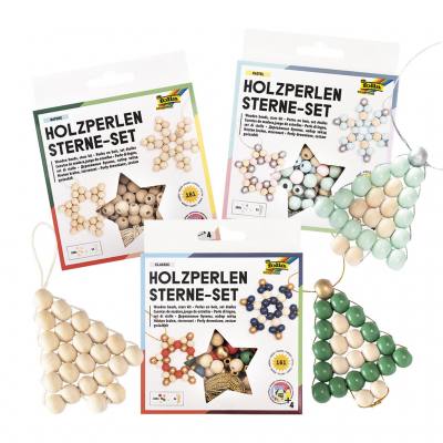 Folia® Holzperlen Sterne-Sets