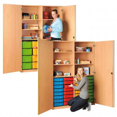 Modulus® Gruppenraum-Schrank mit Mittelwand und Schubladen, 6 Böden, davon 4 verstellbar