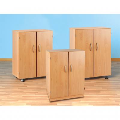 Modulus® Klassenzimmer-Regal mit Türen, 2-reihig, fahrbar oder feststehend