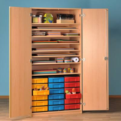 Modulus® Papier- und Bastelschrank mit 18 kleinen Schubladen u. 8 Ablageböden