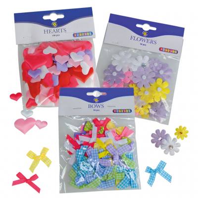 Selbstklebende Blumen, Schleifen und Herzen
