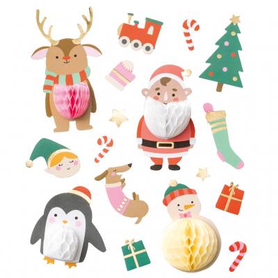 Folia® Wabenball-Sticker Weihnachten