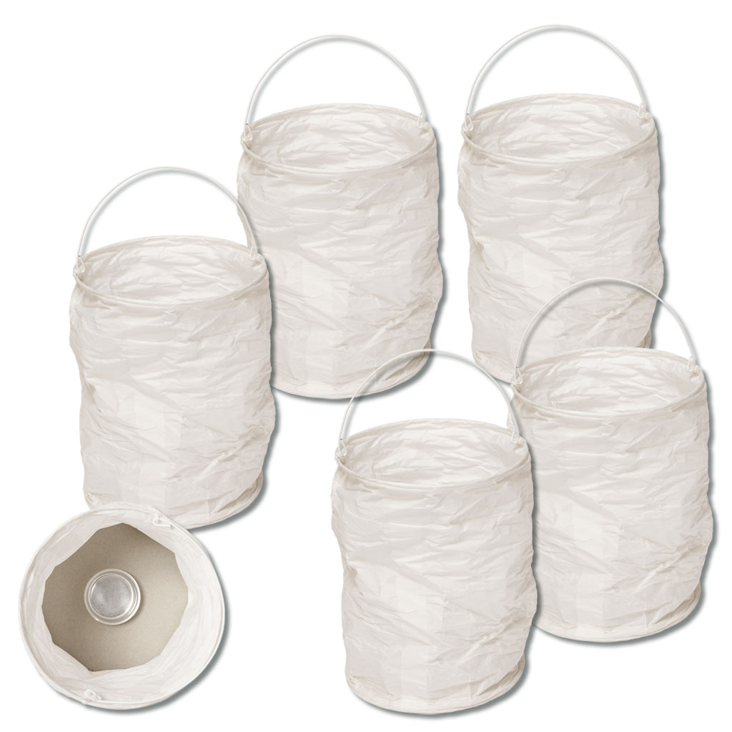 6 weiße Papierlaternen, groß