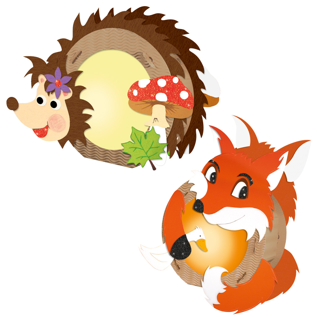 Laternenbastelsets Igel oder Fuchs