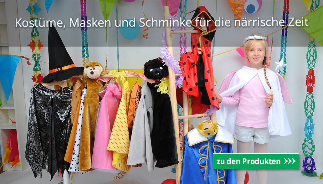 Kostüme, Masken und Schminke für die närrische Zeit